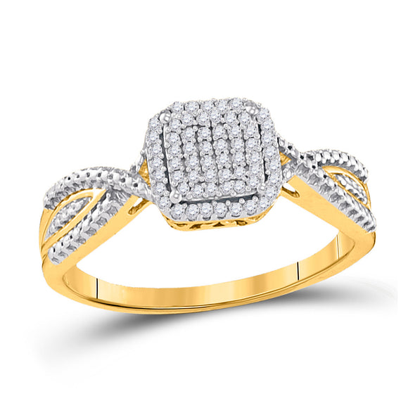 10kt Yellow Gold Womens Round Diamond Square Ring 1/6 Cttw