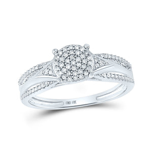 10kt White Gold Round Diamond Cluster Bridal Wedding Engagement Ring 1/6 Cttw