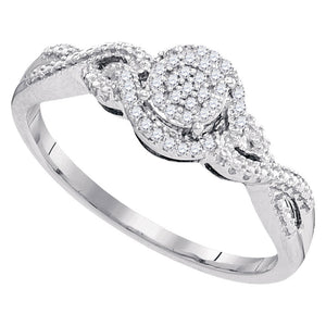 10kt White Gold Womens Round Diamond Cluster Ring 1/10 Cttw