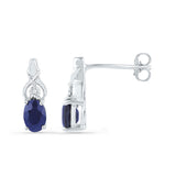 10kt White Gold Womens Oval Synthetic Blue Sapphire Stud Earrings 7/8 Cttw