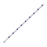 Sterling Silver Womens Heart Synthetic Amethyst Heart Bracelet 5-1/2 Cttw