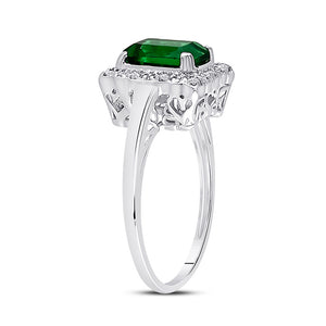 10kt White Gold Womens Emerald Synthetic Emerald Solitaire Ring 1-4/5 Cttw