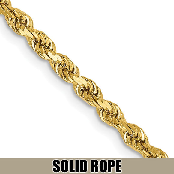 Solid Diamond-Cut Rope Chain